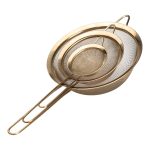 Набір ситечок 3 штуки для чаю, круп і борошна 8,14 і 20 см  з нержавіючої сталі Золотистий HP-19-21 - Зображення 2