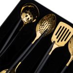 Набір кухонного приладдя 12 предметів столові прилади з нержавіючої сталі Золото з чорним HP-20-22 - Зображення 6