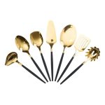 Набір кухонного приладдя 12 предметів столові прилади з нержавіючої сталі Золото з чорним HP-20-22 - Зображення 2
