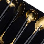 Набір кухонного приладдя 12 предметів столові прилади з нержавіючої сталі Золото з чорним HP-20-22 - Зображення 7