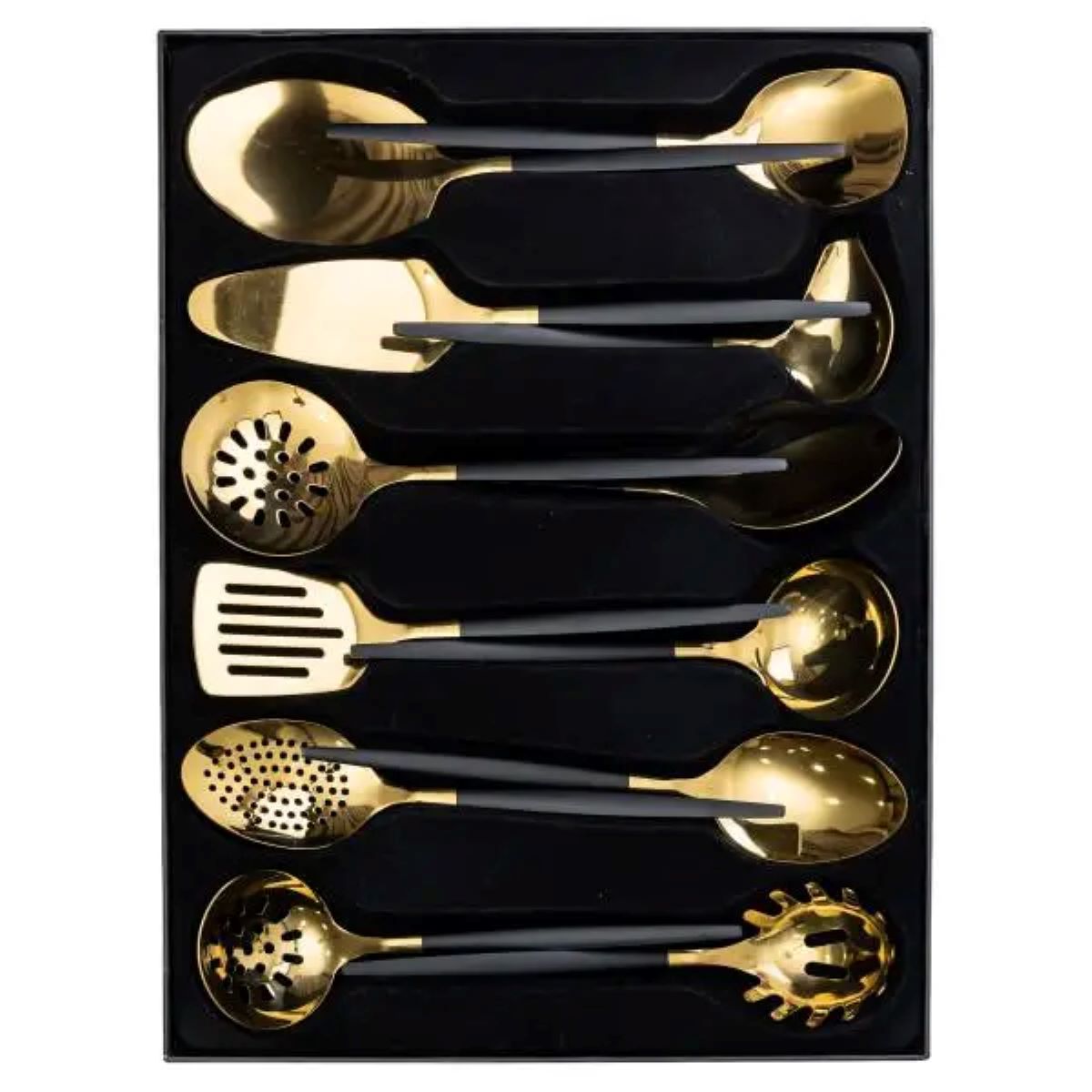 HP-20-22_5 Набір кухонного приладдя 12 предметів столові прилади з нержавіючої сталі Золото з чорним HP-20-22 - Зображення 1
