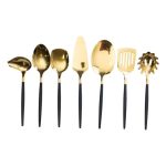 Набір кухонного приладдя 12 предметів столові прилади з нержавіючої сталі Золото з чорним HP-20-22 - Зображення 4