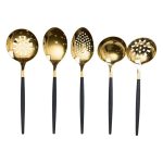 Набір кухонного приладдя 12 предметів столові прилади з нержавіючої сталі Золото з чорним HP-20-22 - Зображення 5