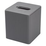 Серветниця з еко шкіри настільна 13х13х14.5 см органайзер для серветок Сірий HP-3-201G - Зображення 3
