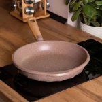 Алюмінієва сковорода 1,8 л, мармурове антипригарне покриття, Ø 24 см, товсте дно, кавовий MGC HP-4-418CO - Зображення 2