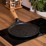 Алюмінієва млинцева сковорода з мармуровим антипригарним покриттям Ø 28 см, товсте дно MGC Black HP-4-430B - Зображення 2