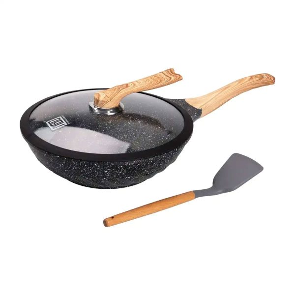 Алюмінієва сковорода 5,5 л з мармуровим антипригарним покриттям, Ø 30 см, з лопаткою для приготування MGC HP-4-448