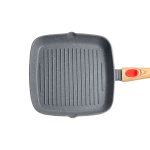 Алюмінієва сковорода-гриль 24 см зі скляною кришкою Квадрат сірий MGC HP-4-461G - Зображення 7