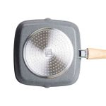 Алюмінієва сковорода-гриль 24 см зі скляною кришкою Квадрат сірий MGC HP-4-461G - Зображення 8