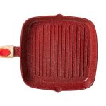 Алюмінієва сковорода-гриль 24 см зі скляною кришкою Square Red MGC HP-4-461R - Зображення 7