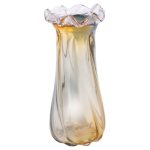 Ваза декоративна 30 см для квітів скляна фігурна ваза з кольорового скла 1.8 л Жовто-сіра HP-9-10
