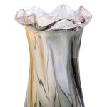 Ваза декоративна 26 см для квітів скляна фігурна ваза з кольорового скла 1.2 л Жовто-сіра HP-9-11 - Зображення 2