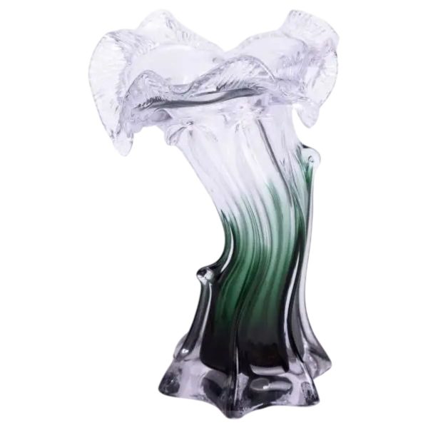 Вишукана скляна ваза для квітів 20 см фігурна зелена HP-9-2