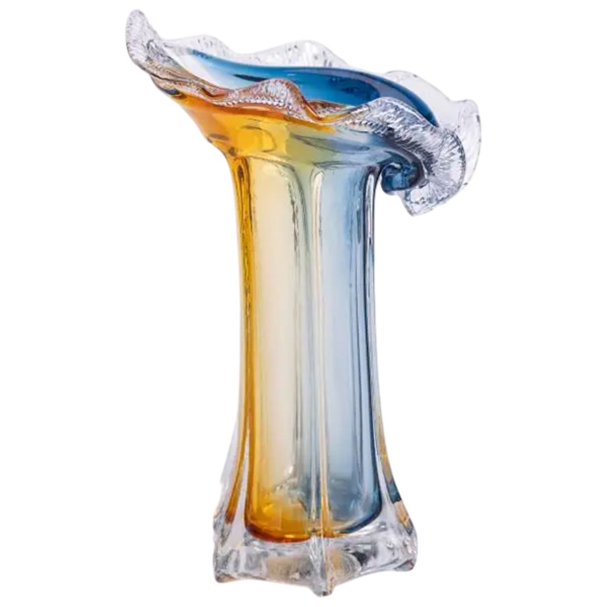 HP-9-4_1-1 Декоративна скляна ваза для квітів 29 см фігурна ваза 500 мл Жовто-синя HP-9-4 - Зображення 1