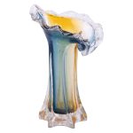 Декоративна скляна ваза для квітів 24.5 см стильна ваза Жовто-синя HP-9-5