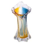 Декоративна скляна ваза для квітів 22 см фігурна ваза 200 мл Жовто-синя HP-9-6
