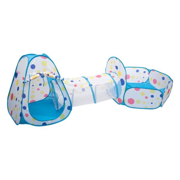 Дитячий ігровий комплекс 3 в 1 з наметом, тунелем та басейном Блакитний HP-S-4NDBL