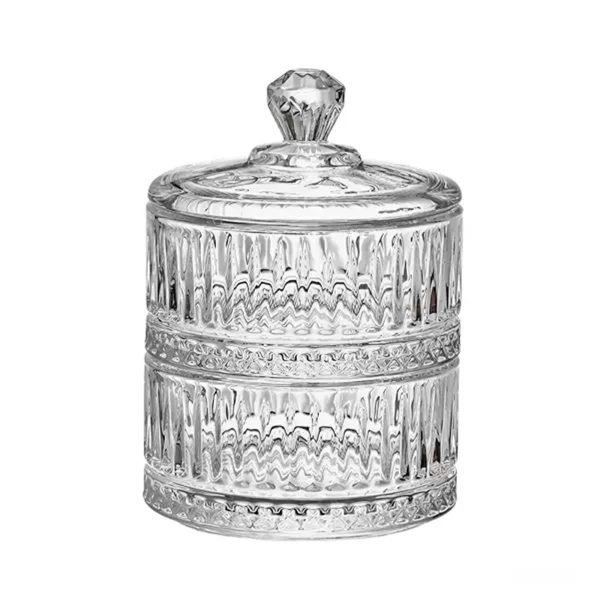 Скляна дворівнева цукерниця Ø 10 см з кришкою HP-YH-71