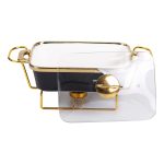 Марміт порцелянаовий із скляною кришкою 31х16х15.5 см на металевій підставці 1 л Чорний HTJ-1001 - Зображення 4