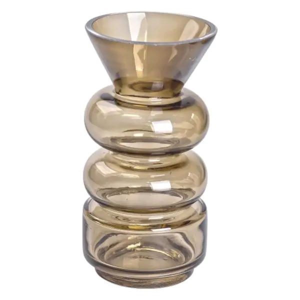 Декоративна скляна ваза для квітів 18 см коричнева HP-10-15