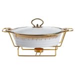 Мармітниця порцелянова 1 літр кругла, підставка з підігрівом HP1025