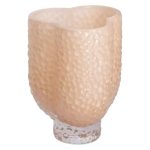 Ваза декоративна 13.5х13.5х18 см для квітів скляна фігурна фігурна ваза з кольорового скла 1 л Бежева HP-10-29