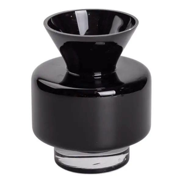 Ваза з кольорового скла для квітів 17.5 см декоративна ваза для декору та інтер'єру 1.5 л Чорна HP-10-32