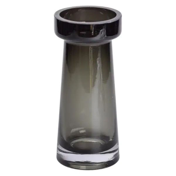 Циліндрична скляна ваза для квітів 20 см чорна HP-10-34