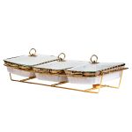 порцелянаовий марміт на 3 секції по 1,5 літра, золотий HP1043 - Зображення 2