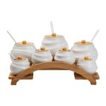 Банки для сипучих продуктів 7 штук по 200 мл та 500 мл на бамбуковій підставці HP1231