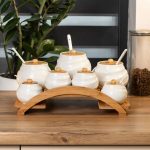 Банки для сипучих продуктів 7 штук по 200 мл та 500 мл на бамбуковій підставці HP1231 - Зображення 2