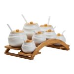 Банки для сипучих продуктів 7 штук по 200 мл та 500 мл на бамбуковій підставці HP1231 - Зображення 3