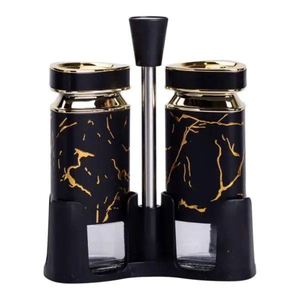 Набір для спецій на підставці з солонкою і перечницею 120 мл Чорний HP-1353