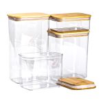 Банки для сипучих продуктів набір із 4 шт пластикові з бамбуковими кришками HP-1302 - Зображення 4