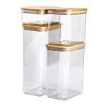 Банки для сипучих продуктів набір із 4 шт пластикові з бамбуковими кришками HP-1302 - Зображення 2