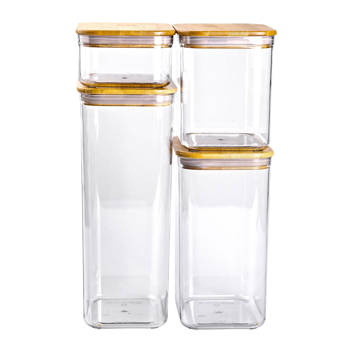 HP1302_5-1 Банки для сипучих продуктів набір із 4 шт пластикові з бамбуковими кришками HP-1302 - Зображення 1
