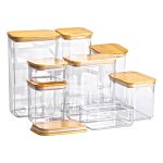 Набір банок для сипучих продуктів 8 штук ємності з бамбуковою кришкою HP-1303 - Зображення 5