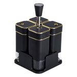 Набір для спецій на підставці 4 предмети 10х10х17 см ємності для приправ 120 мл Чорний HP-1306 - Зображення 4