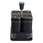 Набір для спецій на підставці 4 предмети 10х10х17 см ємності для приправ 120 мл Чорний HP-1306 - Зображення 5