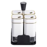 Набір для спецій на підставці 4 предмети 10х10х17 см ємності для приправ 120 мл Білий HP-1312 - Зображення 2