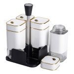 Набір для спецій на підставці 4 предмети 10х10х17 см ємності для приправ 120 мл Білий HP-1312 - Зображення 5