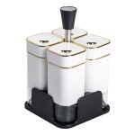 Набір для спецій на підставці 4 предмети 10х10х17 см ємності для приправ 120 мл Білий HP-1312 - Зображення 3