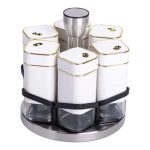 Набір для спецій 6 ємностей карусель для приправ на підставці Білий HP-1314 - Зображення 2