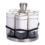 Набір для спецій 6 ємностей карусель для приправ на підставці Білий HP-1314