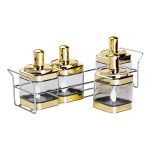 Набір банок для сипучих продуктів 4 штуки 350 мл скляні на металевій підставці HP-1336 - Зображення 4