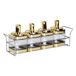 Набір банок для сипучих продуктів 4 штуки 350 мл скляні на металевій підставці HP-1336 - Зображення 2