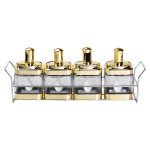 Набір банок для сипучих продуктів 4 штуки 350 мл скляні на металевій підставці HP-1336