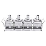 Набір банок для сипучих продуктів 4 штуки 350 мл скляні на підставці HP-1340