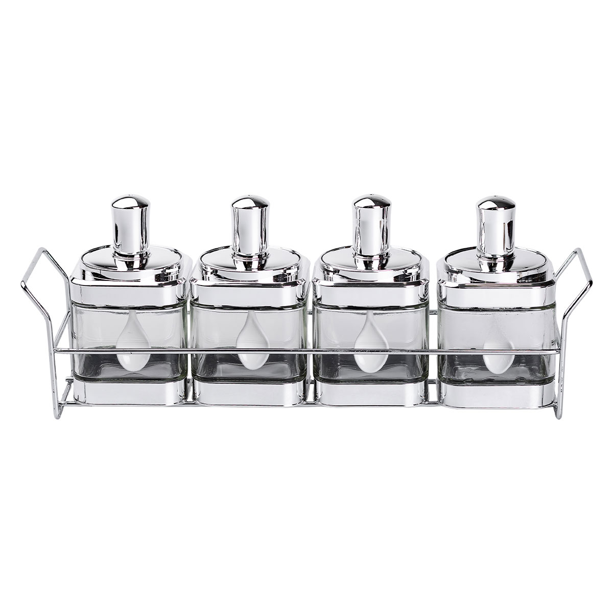 HP1340_6-1 Набір банок для сипучих продуктів 4 штуки 350 мл скляні на підставці HP-1340 - Зображення 1