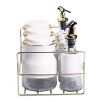 Набір для спецій на підставці з пляшками для олії та оцту 8 предметів Білий HP-1360W - Зображення 4